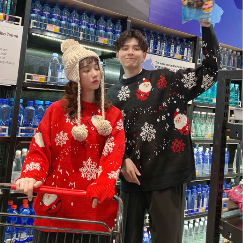 1LDK พร้อมส่ง เสื้อสเวตเตอร์ไหมพรม เสื้อกันหนาว ลายเเมรี่คริสมาส ผ้าหนา(9653-1/5104）