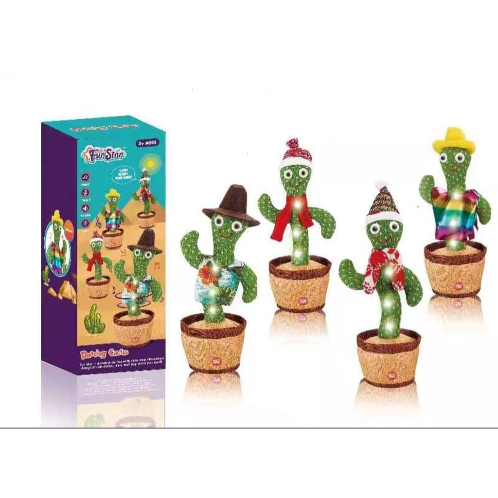 CACTUS JOGET TO TALK ROCKING DOLL LED ORIGINAL TIKTOK VIRAL