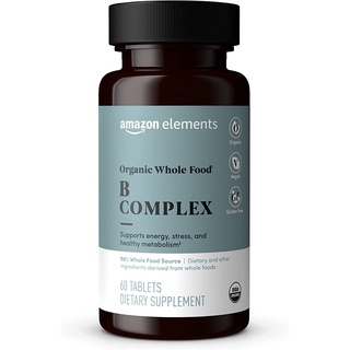 Amazon Elements Organic Whole Food B Complex 60 Tablets วิตามินบีรวม บำรุงสมอง ลดความเครียด เพิ่มพลังงาน vitamin B