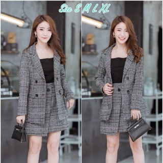 Set.2 ชิ้น​ งานเสื้อสูท​ แขนยาว​ คอปก  กระดุมีหน้า​ 4​ เม็ด