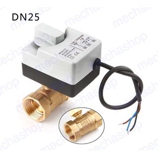 มอเตอร์วาล์วไฟฟ้า วาล์วไฟฟ้า AC220V DN25 2 Way Brass Motorized Ball Valve Electric Actuator (เปิดวาล์วด้วยมือได้)