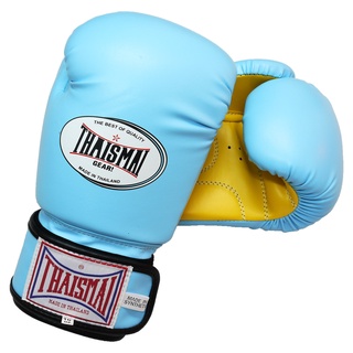 Thaismai - BG124 นวมชกมวย นวมซ้อมมวย นวมต่อยมวย หนังเทียม สีฟ้า/เหลือง - PU Boxing Gloves BG-124 PU Light Blue/Yellow