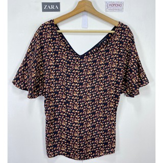 เสื้อผ้าไหม 100% ทรงสวยเกร๋🌻 ลายสวย ผ้าดีมาก🍒 แบรนด์ดี สีดำ 🌟ZARA🌟 ไซด์ S