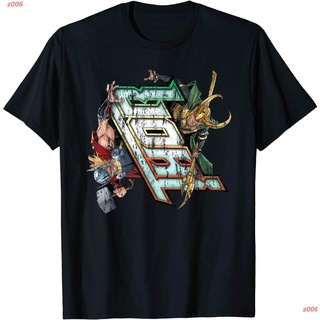 เสื้อยืดสีขาว Marvel Thor Vs. Loki Comic Book T-Shirt Loki เสื้อ โลกิ เสื้อยืดพิมลาย cotton คอกลม เสื้อแฟชั่น เสื้อค