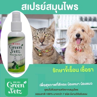 Green Vetz สเปรย์สุนัข แมว ขึ้เรื้อน สำหรับ ปัญหาผิวหนังของสุนัข 100 ML.