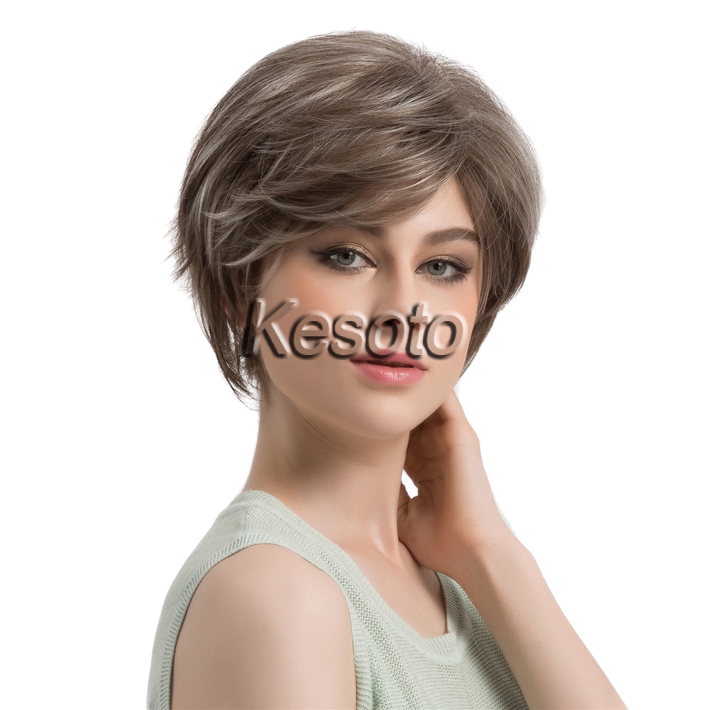 Natural Synthetic Bangs Wig Short Straight Hair Cosplay Daily