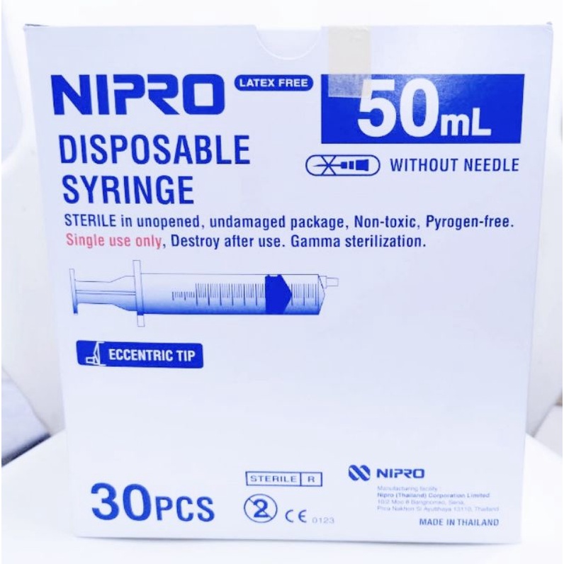 nipro syringe 50ml หัวเล็กใส่เข็มได้ 30ชิ้น/กล่อง#1กล่อง