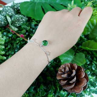 สร้อยข้อมือไหลน้ำพี้ แท้ 100% (เงิน925) ลายดาว *แถมกล่องของขวัญ + ธูปเสี่ยงโชค