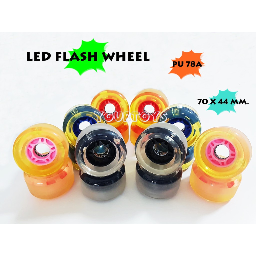 LED Flash wheel  PU 78A - ล้อไฟ surfskate  ขนาด 70x44mm. สำหรับ surfskate longboard skateboard เซ็ตอัพ QC ก่อนส่ง