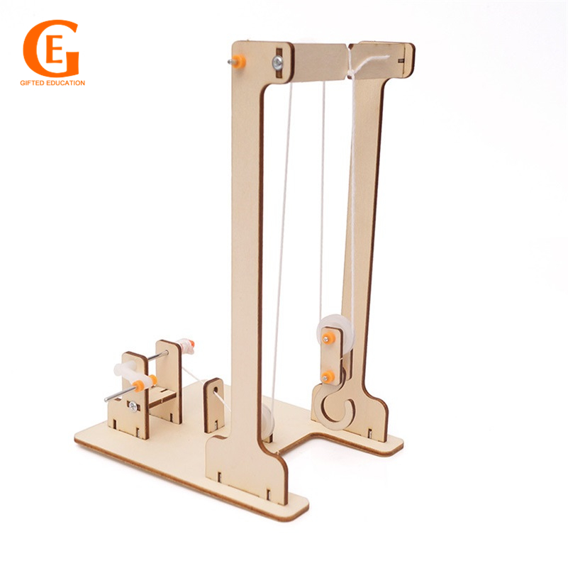 การศึกษา DIY ประกอบ Hand Cranked Crane รุ่นวิทยาศาสตร์ Gizmo สิ่งประดิษฐ์การทดลองวิทยาศาสตร์ของเล่นเด็ก