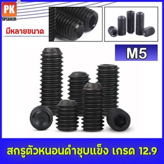 สกรูตัวหนอน ดำ เหล็กแข็ง 12.9 [M5] หลายขนาด