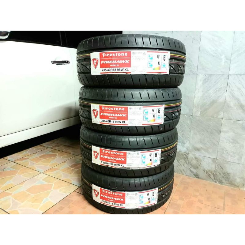 ยางใหม่ Firestone Firehawk Sport01  235/40R18 ผลิตปี 2021พร้อมจุ๊บลม Pacific 4 ตัว จัดส่งฟรีมีบริการ