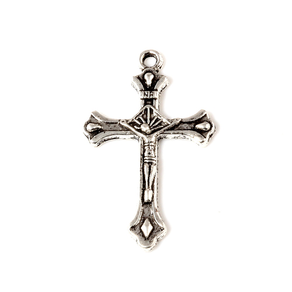 100 ชิ้น/ล็อตโลหะผสมพระเยซู Crucifixion Cross Charm จี้สําหรับเครื่องประดับทําสร้อยข้อมือสร้อยคอ DIY