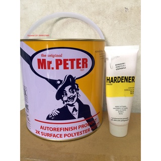 PETER สีโป๊ว สีโป๊ว โพลีเอสเตอร์มิสเตอร์ปีเตอร์ Mr. Peter Polyester 2K Putty ขนาด 4 กก. สีโป๊วรถยนต์ โป๊วเหลือง ซ่อมสีรถ