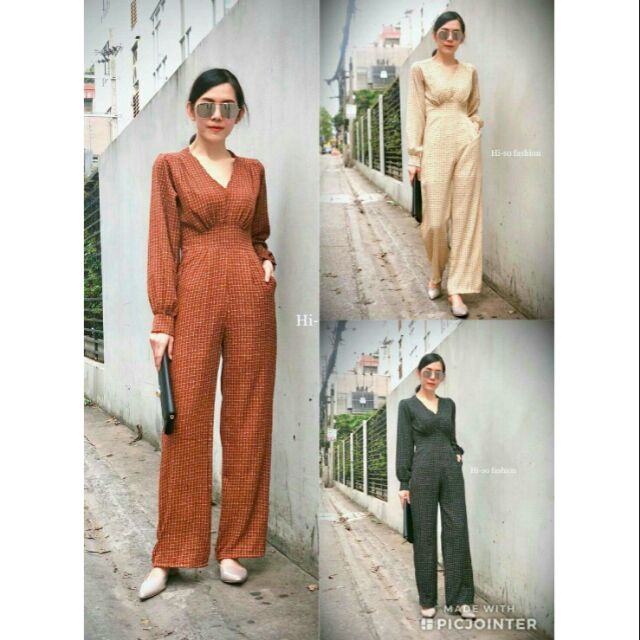 🐰🐰🐰🐰 Jumpsuit<br />จั๊มสูทคอวีทรงวินเทจมีกระเป๋า<br />ผ้าบับเบิ้ลพิมพ์ลาย<br />ดีเทลทั้งตัว