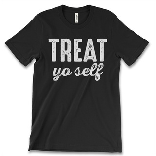 เสื้อยืดแขนสั้น ผ้าฝ้าย พิมพ์ลาย Treat Yo Self Park And Recreation สําหรับผู้ชาย IEdobo09GMmija19Size S-5XL