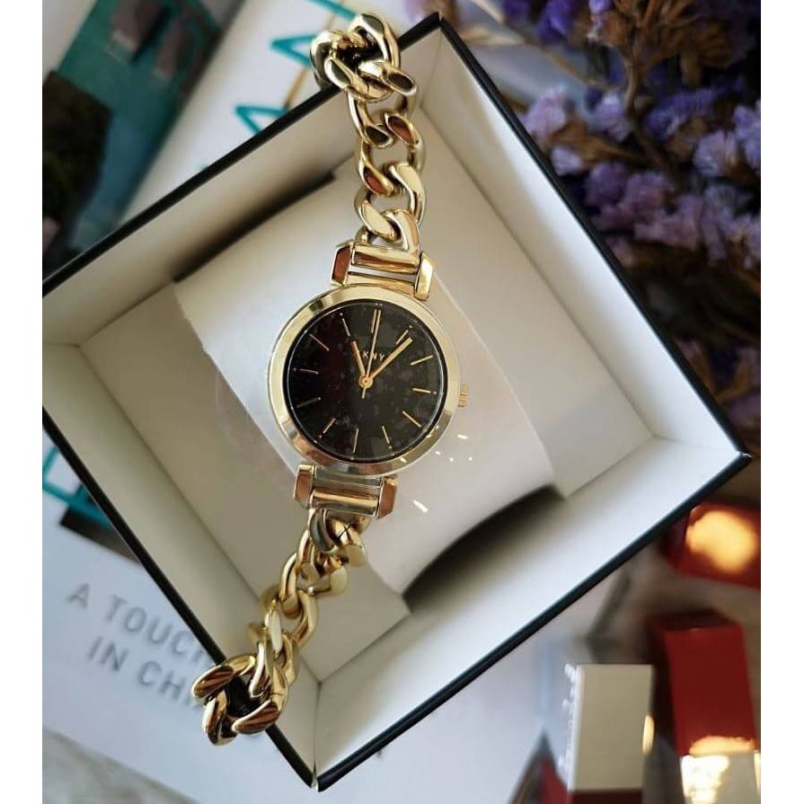 พร้อมส่ง นาฬิกาข้อมือผู้หญิง DKNY สีทอง Ellington Black Dial Ladies Gold Tone Ladies Watch NY2665