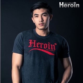 ค่าของเงินHeroin เสื้อยืดสีเทาเข้ม รุ่นเคิร์ฟ Curve (แจกโค้ด NEWHEOF  80฿)S-3XL