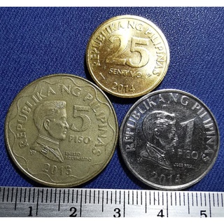 เหรียญ​ต่างประเทศ​ ฟิลิปปินส์​ Philippines, ชุด​25Cent, 1,5 Piso, ใช้แล้ว​,# 493L