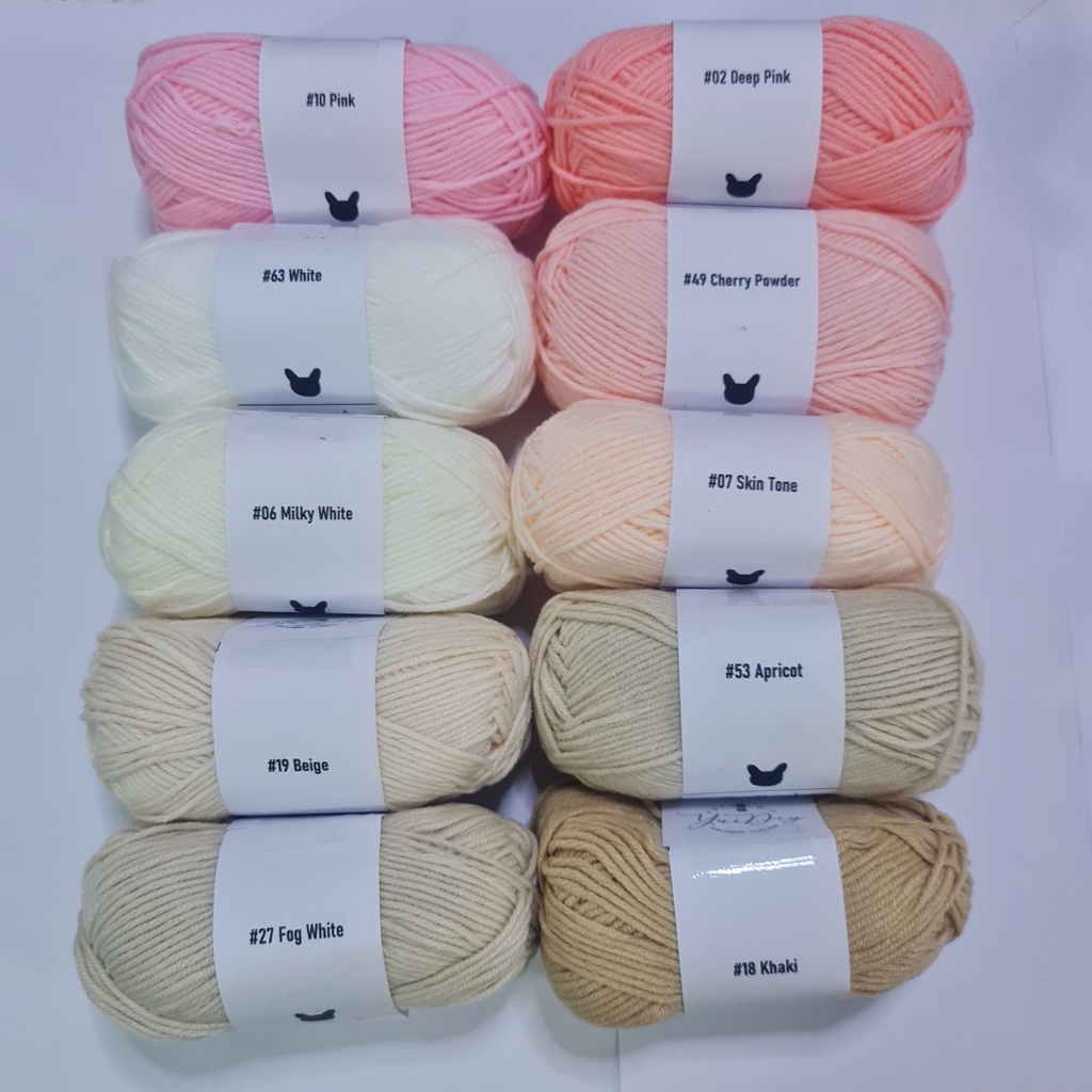 4Ply  YuiDiy โทนเทา/ขาวครีม ไหมพรมคอตตอนนม 4plyน้ำหนัก50กรัม ไหมพรม Cotton
