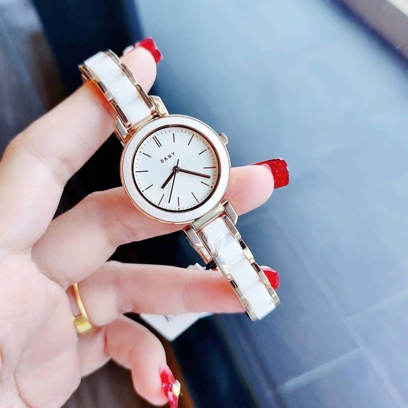 👑ผ่อน0%~แท้100%👑 นาฬิกาข้อมือ DKNY Women's Ellington Stainless-Steel and White Ceramic Watch #NY2589