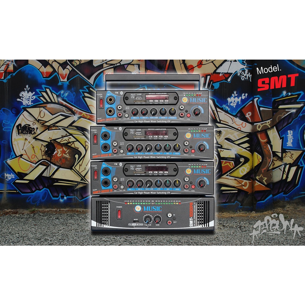ฟรีค่าส่ง MUSIC  SMT1200B เครื่องขยายเสียงติดรถยนต์ ใช้กับไฟ DC12V(2399KDR)