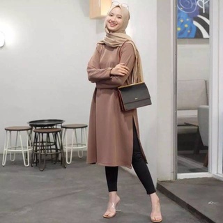 Belina Tunic Moscrepe ชุดเดรส ผ่าข้าง สําหรับผู้หญิง