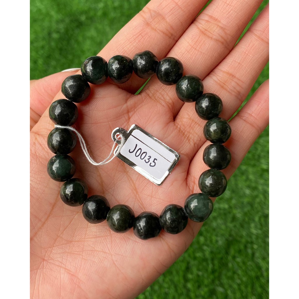 J0035 หยก พม่า แท้ Jade กำไล ประคำหยก (Jadeite Beads Bracelet) พม่า (Myanmar)
