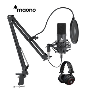 Maono AU-A04H ไมโครโฟน USB พร้อมชุดหูฟังสตูดิโอ 192Khz/24 Bit Vocal Condenser Cardioid Podcast Mic