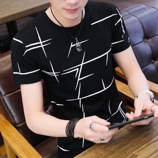 VM เสื้อยืดคอกลมแขนสั้น ผู้ชาย Men Short Sleeve T-Shirt(สีดำ)รุ่น 0036S