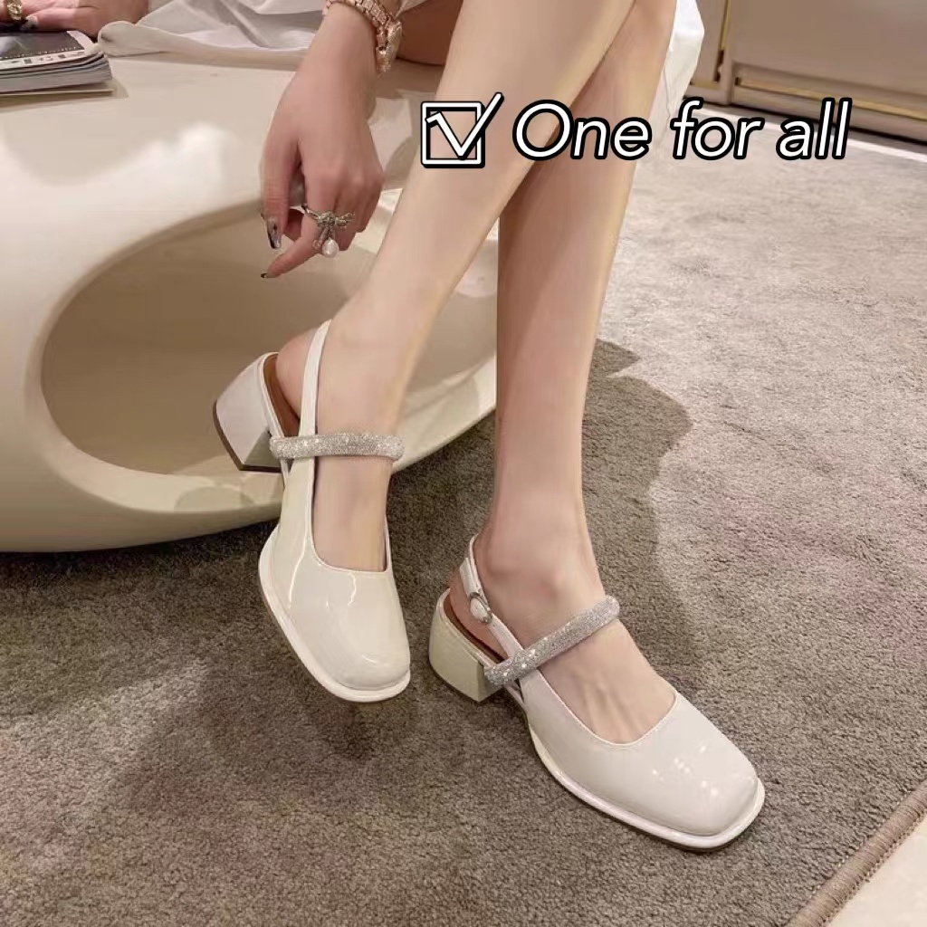 🔥พร้อมส่งจากไทย🔥TX342 รองเท้าส้มสุง รองเท้ารัดส้นสไตล์อังกฤษ น่ารักละมุน มรี่เจนส้นเดี่ยวหนังนิ