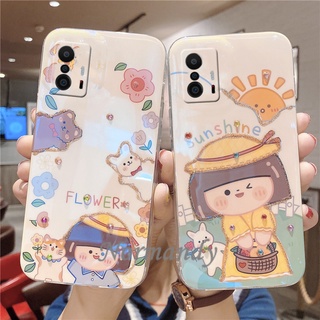 เคส Phone Case for New Xiaomi Mi 11T Pro 5G POCO X3 GT NFC M3 Pro F3 Cute Cartoon Sun Girl Glitter Rhinestone Casing TPU Soft Back Cover เคสโทรศัพท์