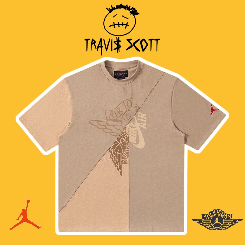 ️[คุณภาพสูง] - เสื้อยืด Travis Scott Cactus Jack x Jordan Khaki/Desert, เสื้อยืด Travis Scott Jordan