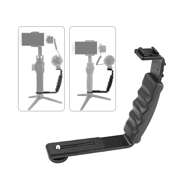 L Shape Stand With 2 Hot Shoe for Zhiyun Smooth Q4 Feiyu Gimbal Microphone Video Light Stand