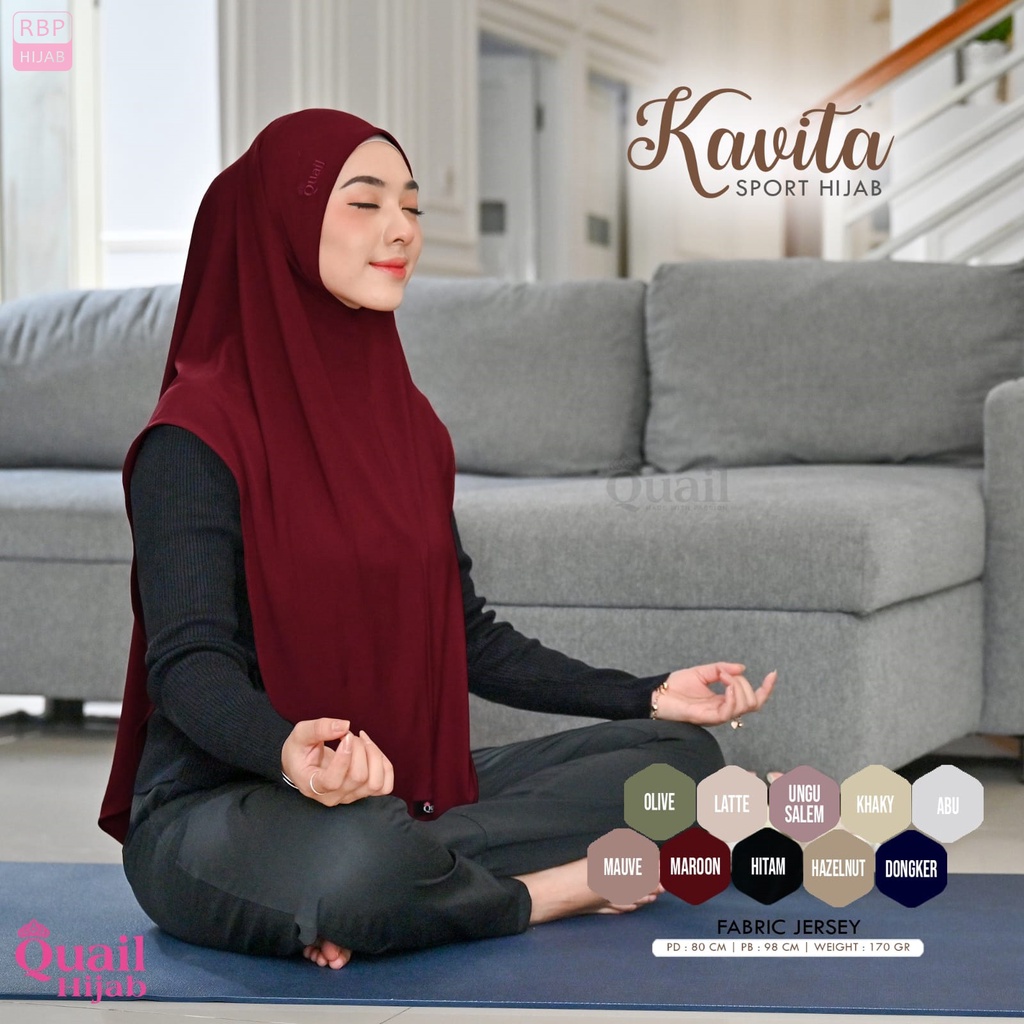 Kavita Sport Hijab นกกระทากีฬาสําเร็จรูป Bergo Hijab