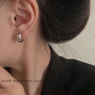 ชุดเครื่องประดับ ต่างหูห่วงทอง 14k แบบไม่เจาะ สําหรับผู้หญิง