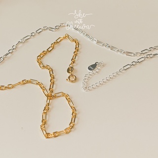 She with Cheewa | silver925 | slimy chain necklace สร้อยเงินแท้ มินิมอล โชกเกอร์โซ่เงินแท้