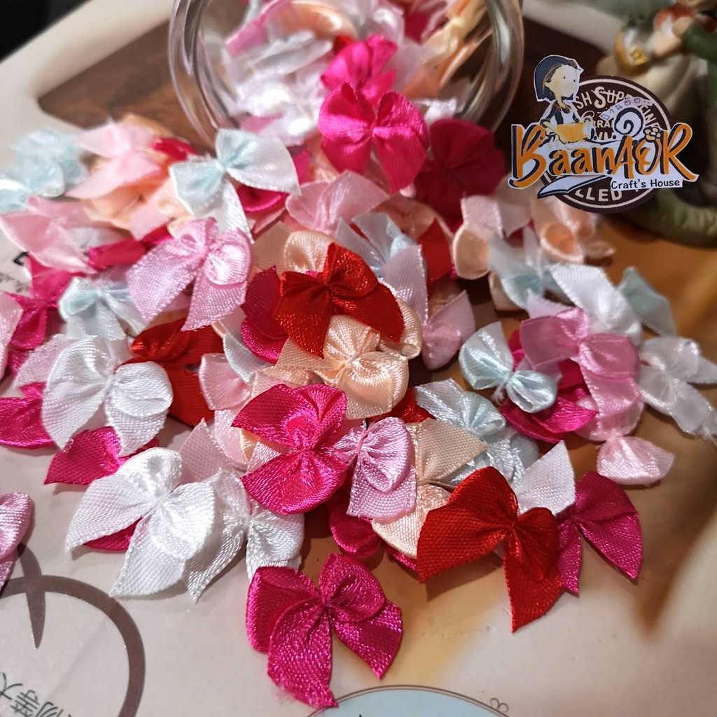 20pcs 2.5cm โบว์สำเร็จ โบว์จิ๋ว โบว์ คละสี ขนาดประมาณ 25 มิล จำนวน 20 ชิ้น