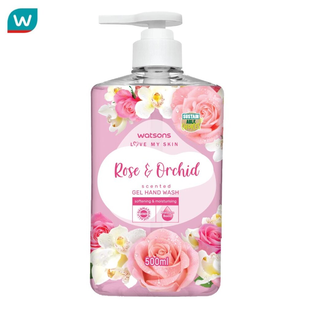 Watsons วัตสัน เลิฟ มาย สกิน โรส แอนด์ ออร์คิด เซ็นทิด เจล แฮนด์ วอช 500มล.