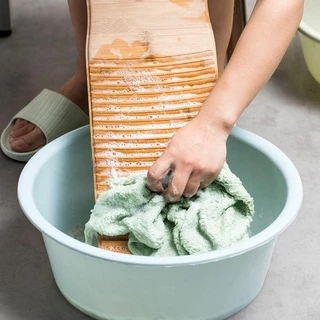 BACK2LIFEK Washboard ซักมือที่เป็นมิตรกับสิ่งแวดล้อม ไม้ไผ่กันลื่น กระดานซักผ้าที่ทนทานแบบพกพา