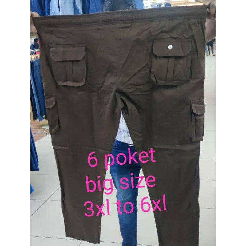 6 pocket Salck Big Size:-3XL To 6XL Pants Plus Size Unisex . ชาย/หญิง