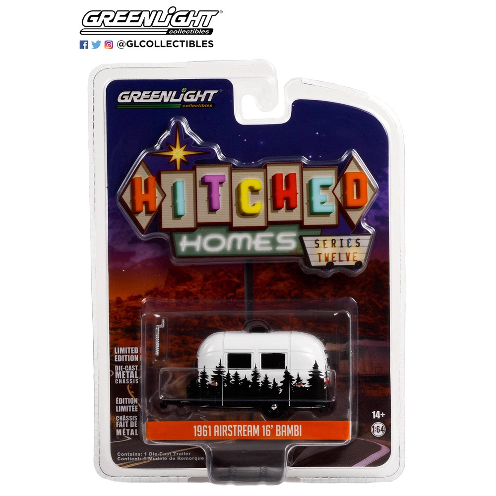 Greenlight 1/64 Hitched Homes Series 12 1961 Airstream 16'Bambi 34120-E