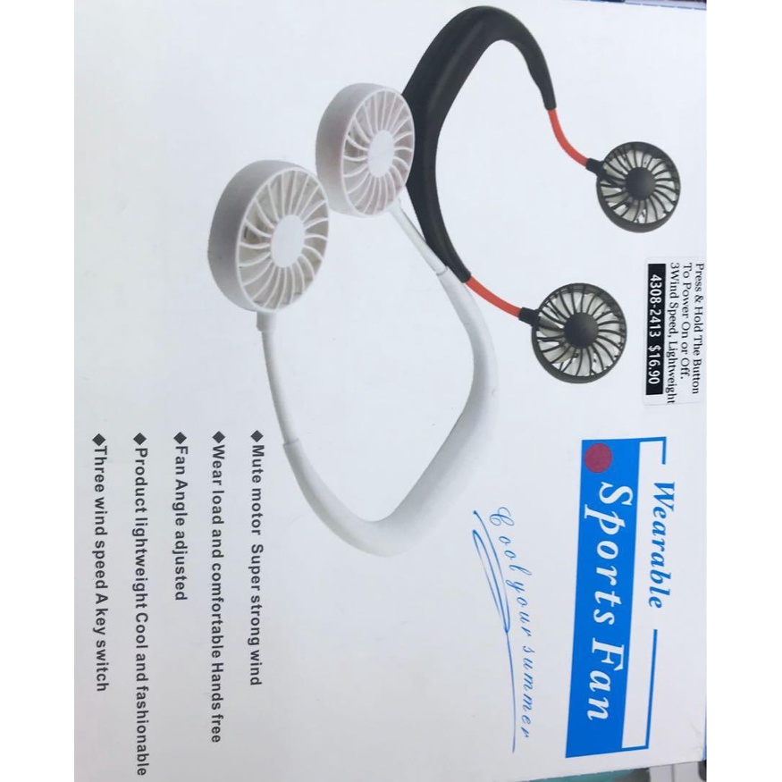 พัดลมคล้องคอพกพา Wearable Sport Fan 05-Sep-J1