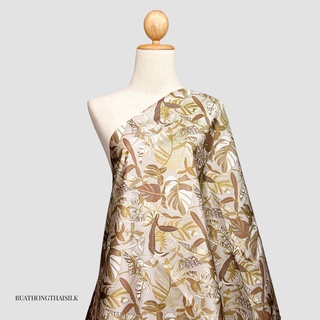 FLORAL TROPICAL DESIGN PRINTED THAI SILK FABRIC - ผ้าไหมไทยแท้ พิมพ์ลาย ลวดลาย ดอกไม้ ธรรมชาติ