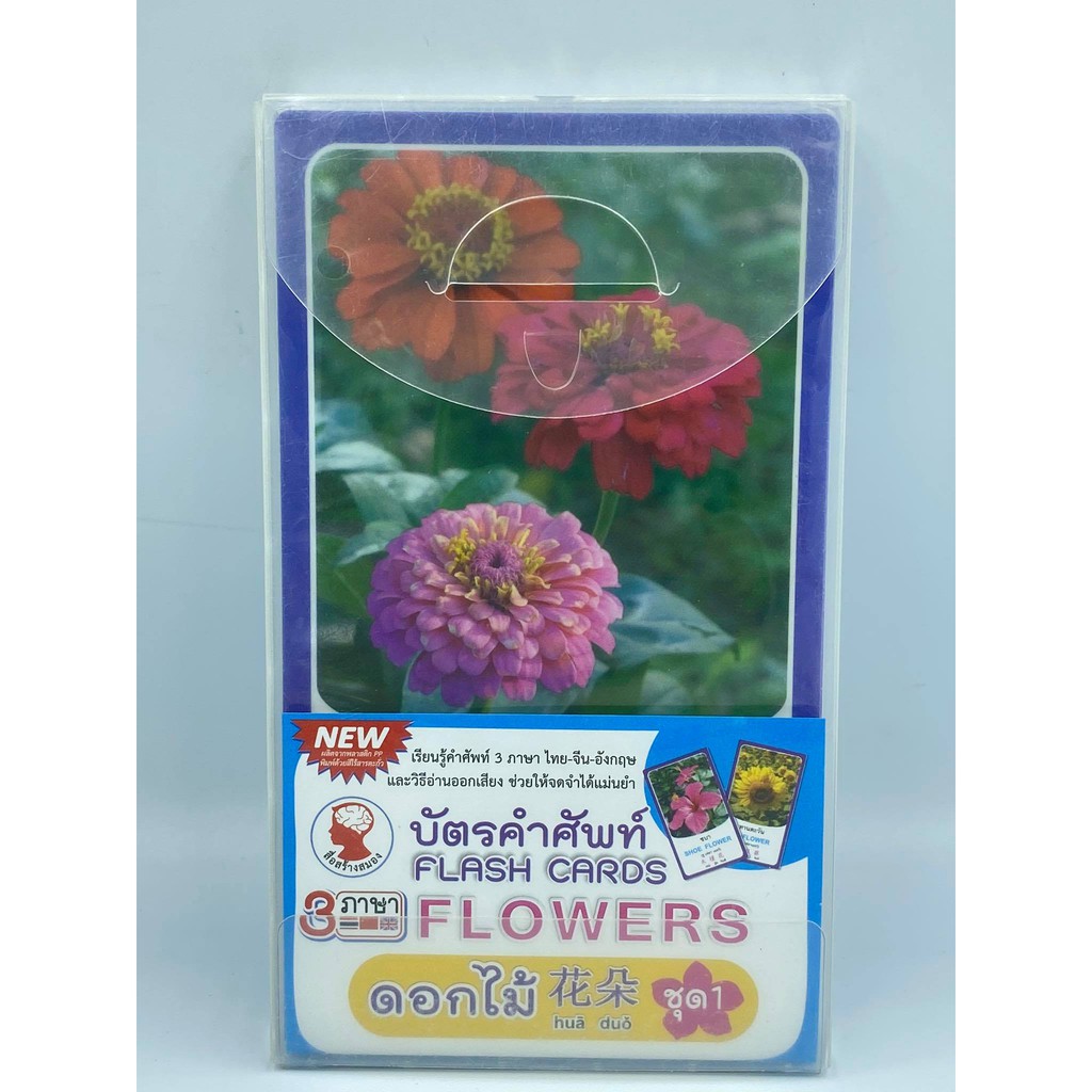 บัตรคำศัพท์ 3 ภาษา ชุดดอกไม้ (ภาษาไทย-จีน-อังกฤษ) อุปกรณ์สื่อการสอนและเรียนรู้