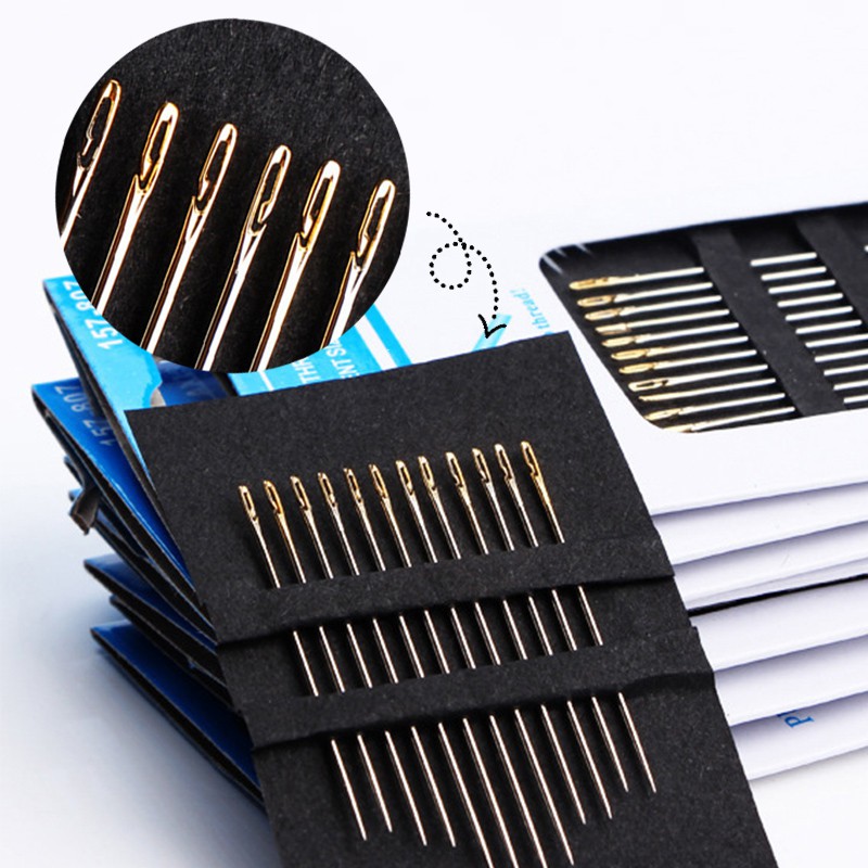 12 PCS/Lot เข็มเปิดหลายขนาดด้านข้างสแตนเลส Darning เย็บเข็มตาบอด DIY เข็มเย็บผ้า