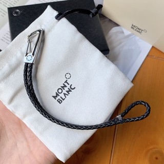 Montblanc สายคล้องมือคู่รัก ผู้หญิง สีดํา 16.5 ซม. หัวเข็มขัดกุ้ง สเตนเลส สีเงิน
