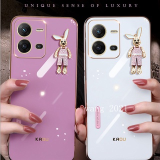 Soft Casing VIVO V25 5G V25e Y35 2022 เคส Slim Silicone Plating Phone Case with Trendy Rabbit New Design Back Cover เคสโทรศัพท์