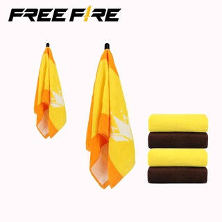 Free Fire ผ้าขนหนู ผ้าฝ้าย 100% สีเหลือง พิมพ์ลาย Grandmaster ขนาด 35*75 ซม., 70*140 ซม.