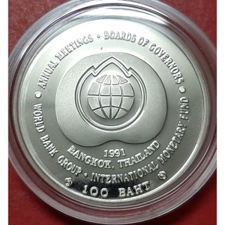 #พร้อมส่ง#เหรียญนิเกืลขัดเงา100บาทธนาคารโลกuncพร้อมอุปกรณ์ครบ